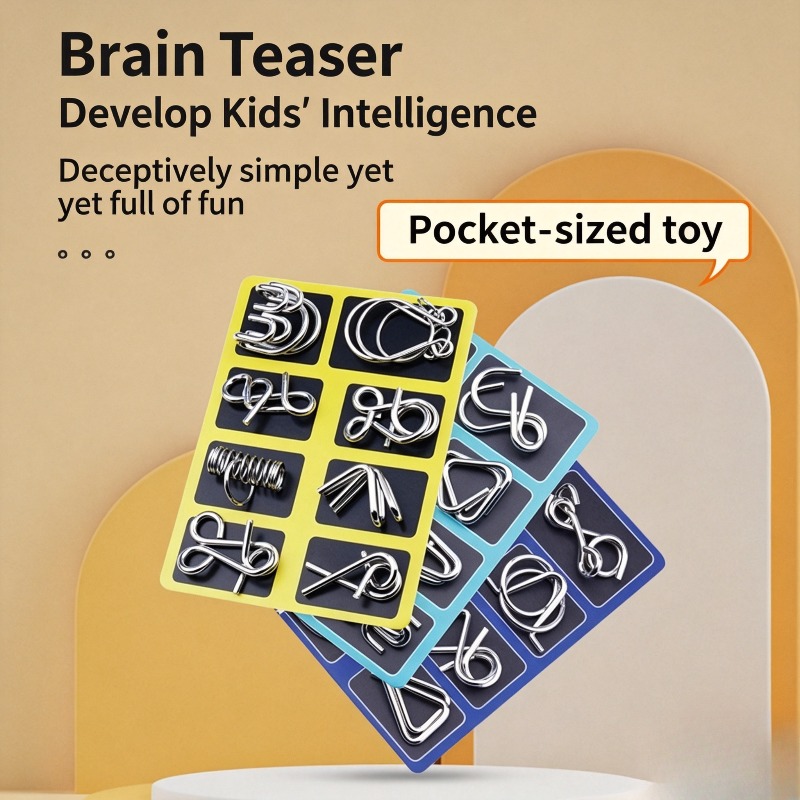 Board Game Name - Juego de 8 Rompecabezas Metálicos Clásicos,